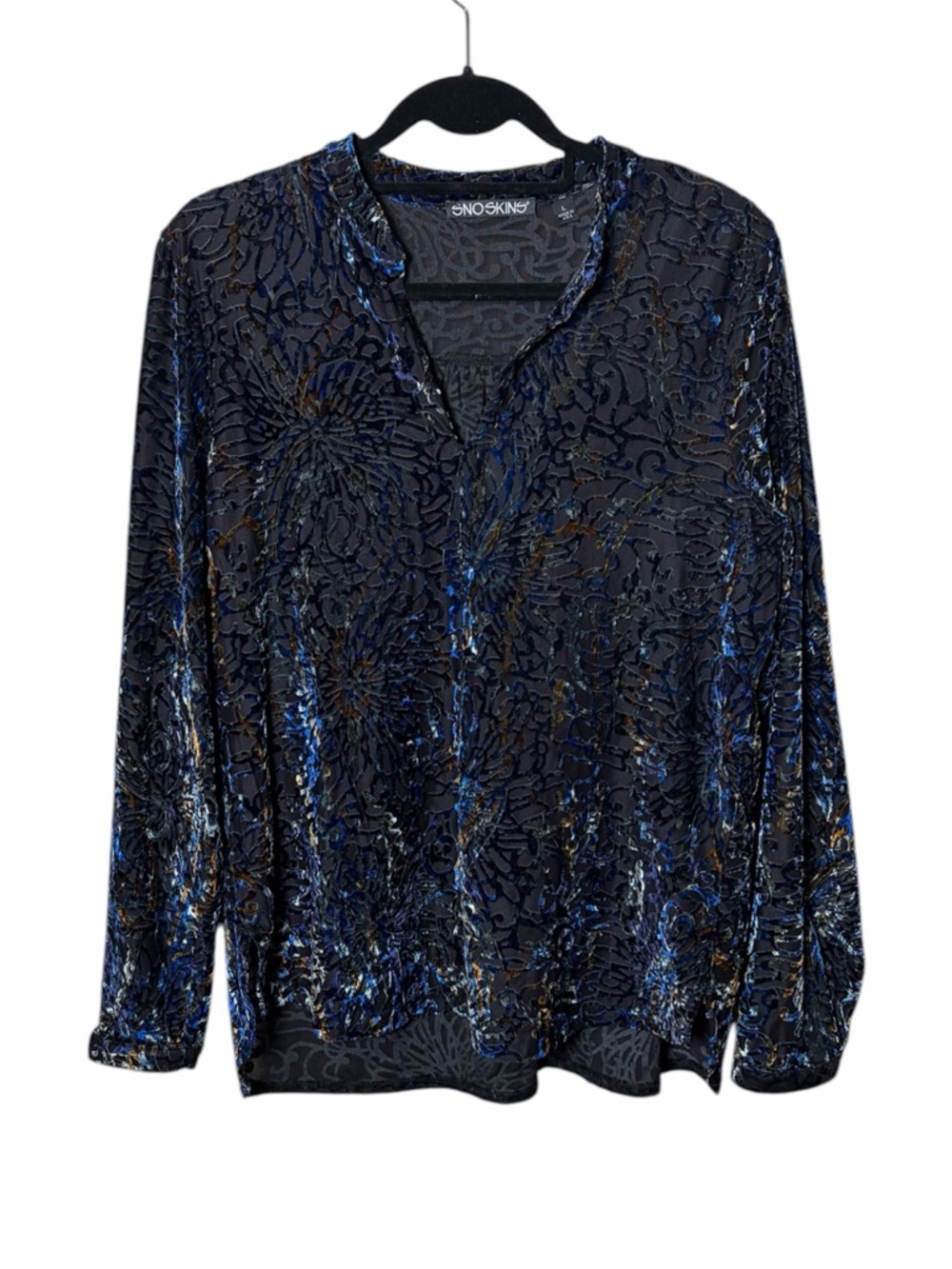 Sno Skins Long Sleeve Velvet Burnout Top Size Large